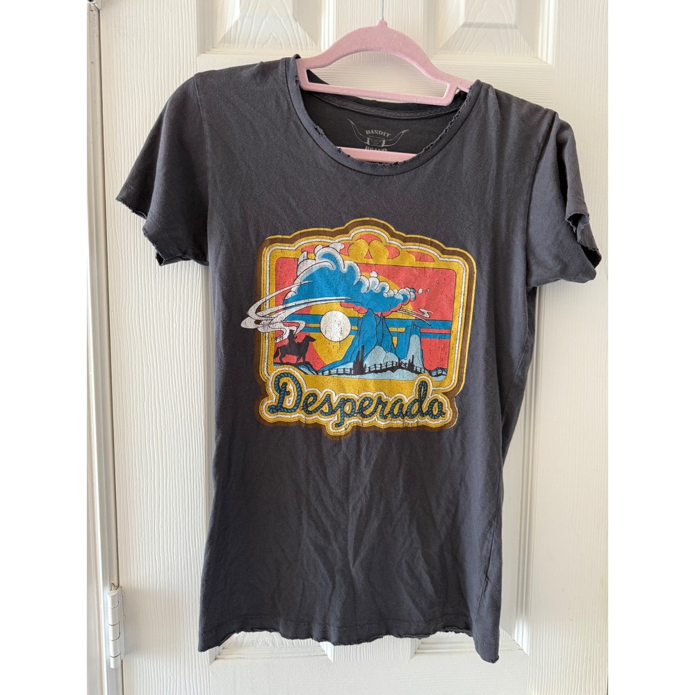 BanditBandit Brand Desperado Graphic Tee M Black Distressed Western Made USA